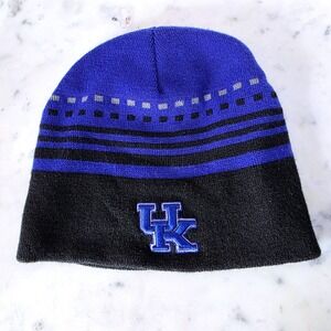 Kentucky Wildcats UK Logo Knit Beanie Hat Royal Blue Black Revrsble Embroidered